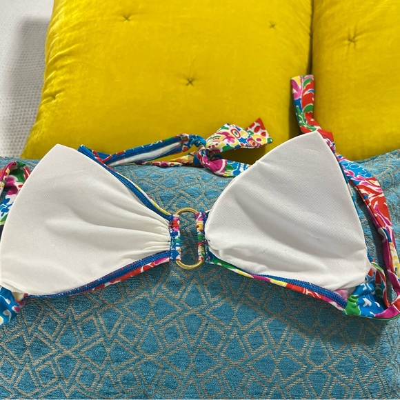 Ralph Lauren Bikini Swimsuit Halter Top Gold Loop Paisley bright color - Picture 6 of 9